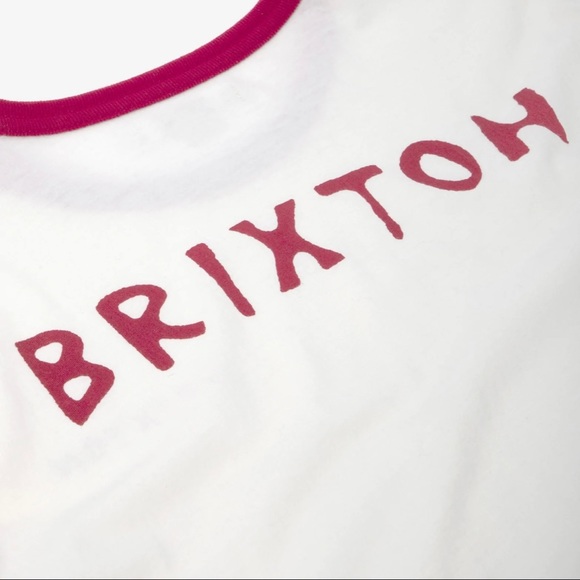 Brixton New Wave Vintage Ringer Tee 100% Cotton Off White/Red Size S - Picture 6 of 8